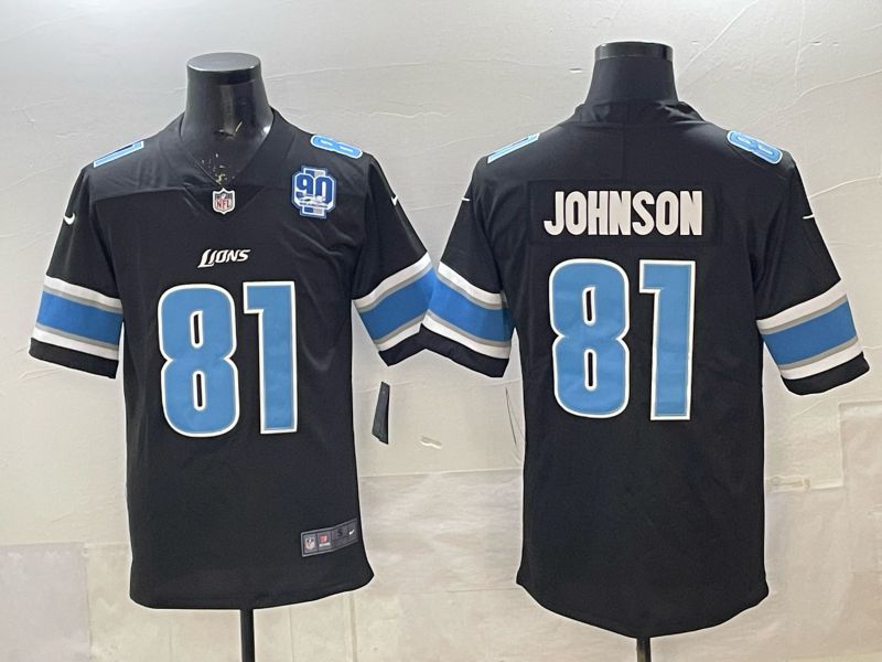Men 2025 Nike Detroit Lions #81 Johnson black Limited NFL Jersey  02